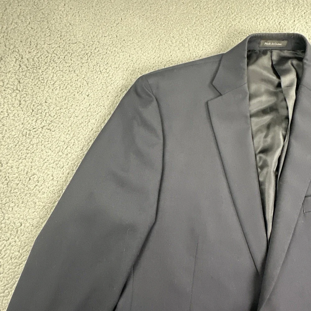 Chaps Blazer Men 44L Navy Blue Gold Button Twill Wool Blend Sport Coat